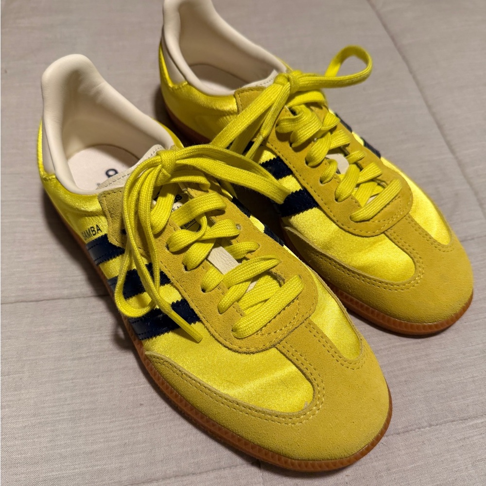 Adidas Samba Bright Yellow and Navy Sneakers